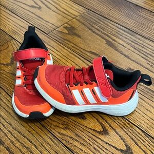 Adidas Kids Red and Bright Orange/White Sneakers
